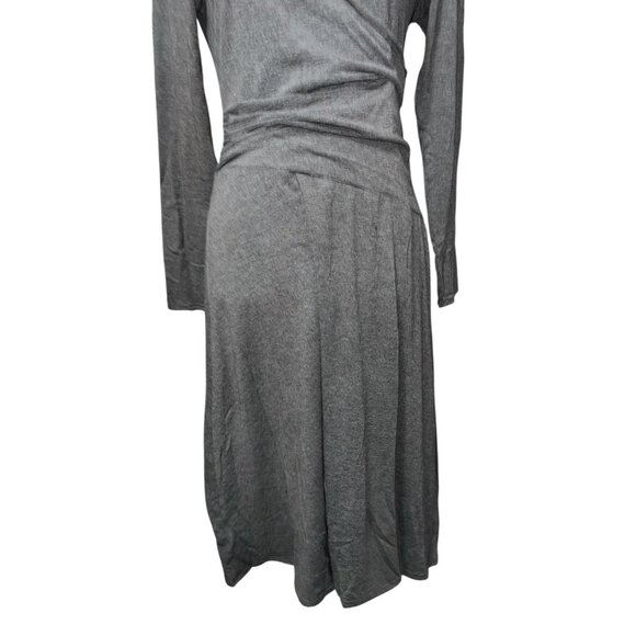 Max & Cleo Womens Long Sleeve Faux Wrap Midi Dress Size Medium Gray - Picture 6 of 9